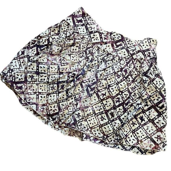 Cream & Purple High Waisted Flouncy Short Lined Mini Skirt L - Picture 1 of 7